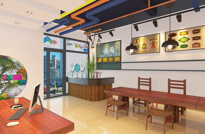 小型廣告工作室前臺裝修設(shè)計案例效果圖