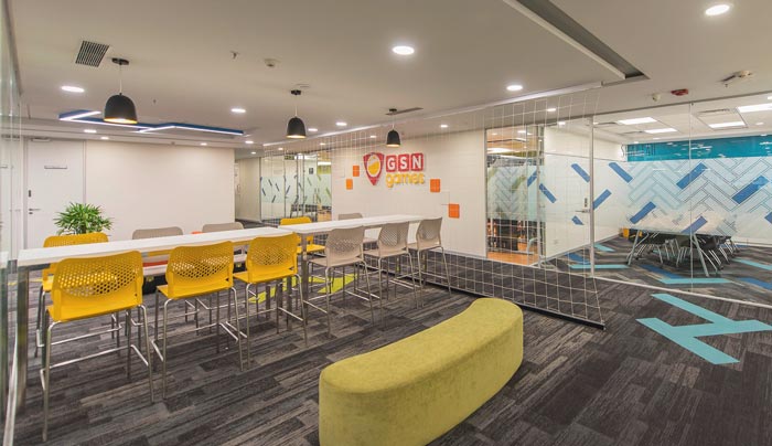 游戲公司辦公室吧臺(tái)裝修設(shè)計(jì)案例效果圖