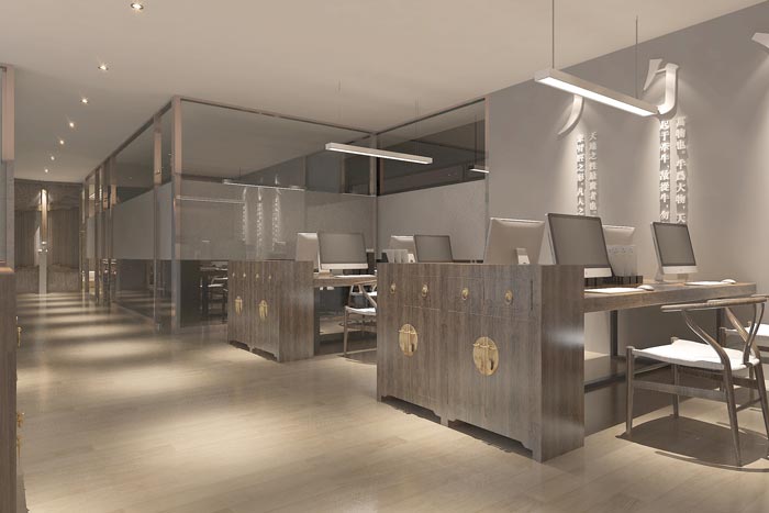 中式風(fēng)格辦公室辦公右側(cè)裝修設(shè)計(jì)案例效果圖