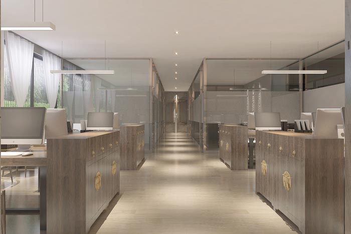 中式風(fēng)格辦公室辦公左側(cè)裝修設(shè)計(jì)案例效果圖