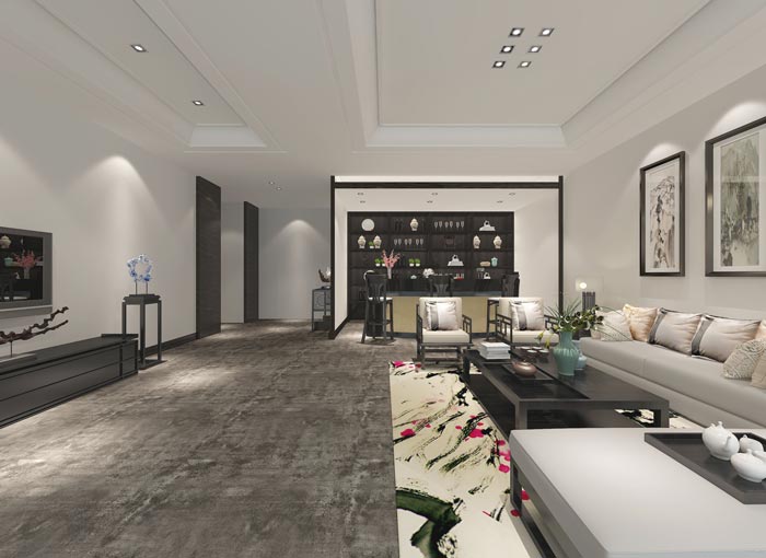 新中式進(jìn)出口貿(mào)易公司辦公室茶水間裝修設(shè)計案例效果圖