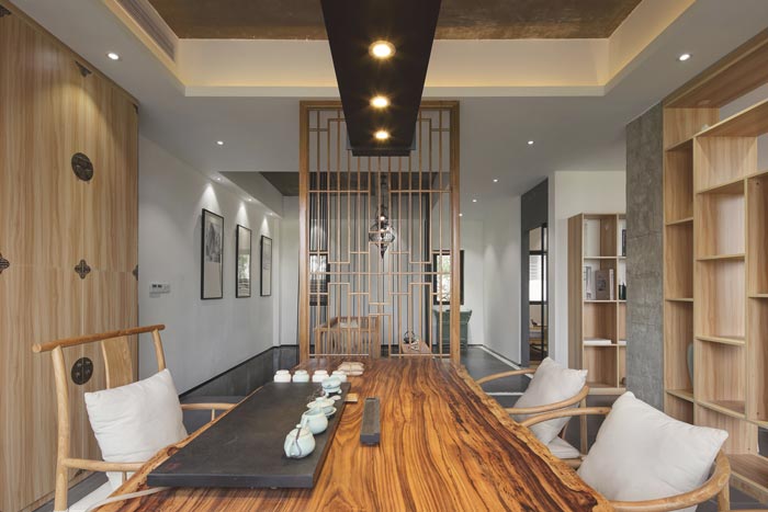 中式禪意辦公室辦公區(qū)域裝修設(shè)計(jì)案例效果圖