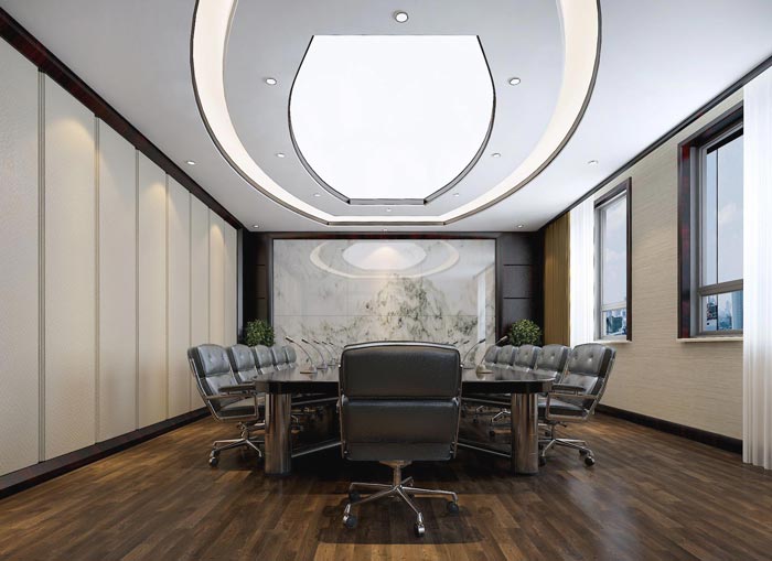 中式風(fēng)格房地產(chǎn)管理辦公室會(huì)議室裝修設(shè)計(jì)案例效果圖