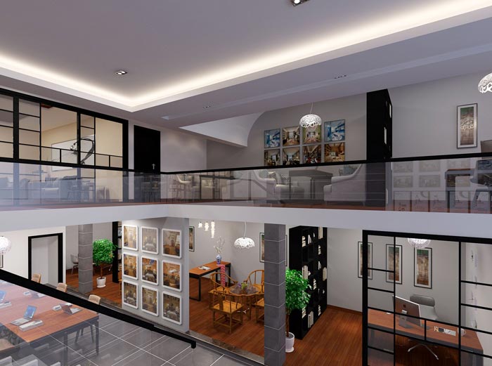 新中式loft風(fēng)格辦公室格局裝修設(shè)計(jì)案例效果圖