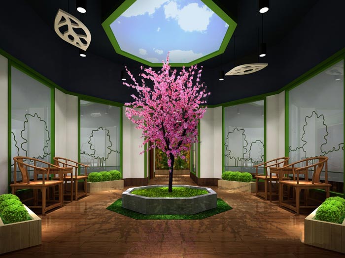 中式自然風(fēng)格辦公室過(guò)渡區(qū)域裝修設(shè)計(jì)案例效果圖