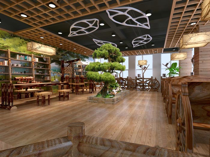 中式自然風(fēng)格辦公室休息區(qū)域裝修設(shè)計(jì)案例效果圖