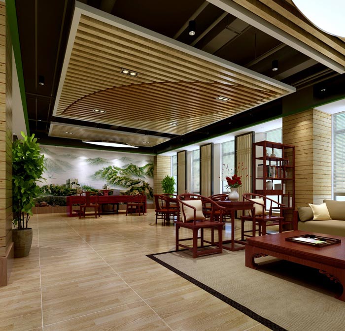 中式自然風(fēng)格董事長(zhǎng)辦公室裝修設(shè)計(jì)案例效果圖