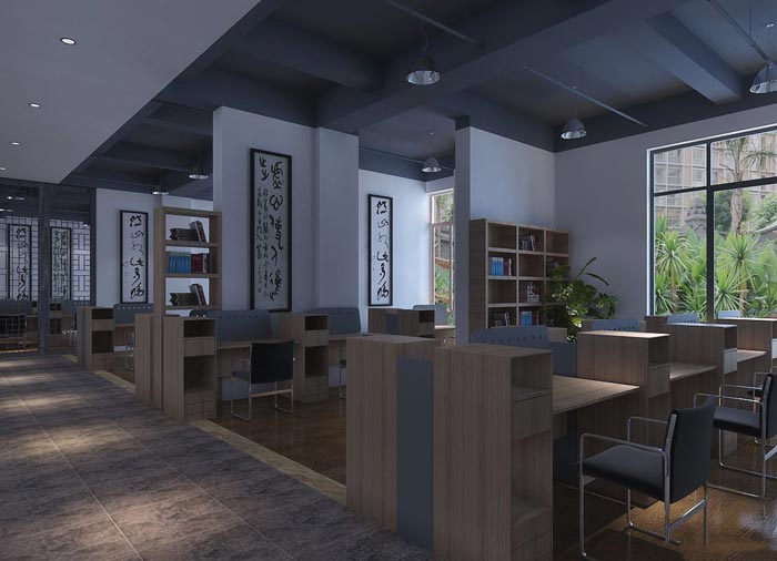 中式風(fēng)格投資公司辦公室辦公區(qū)域裝修設(shè)計案例效果圖