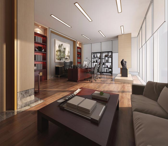 中式后現(xiàn)代風(fēng)格總經(jīng)理辦公室裝修設(shè)計案例效果圖