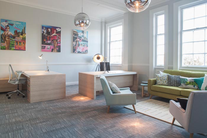 化妝品公司辦公室前臺接待裝修設計案例效果圖