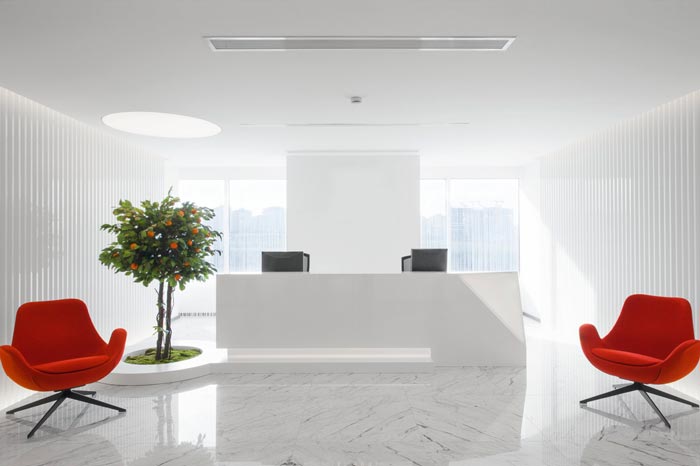 600平方開放式辦公室前臺裝修設(shè)計實景圖