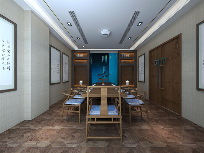 新中式風(fēng)格辦公室會(huì)議室設(shè)計(jì)方案效果圖