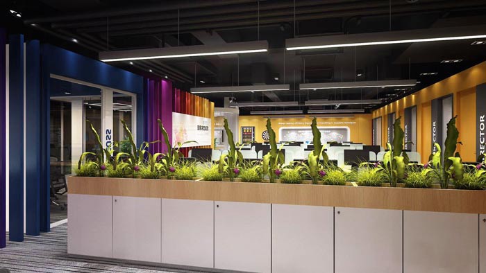 紡織公司辦公室綠植裝修設計案例效果圖