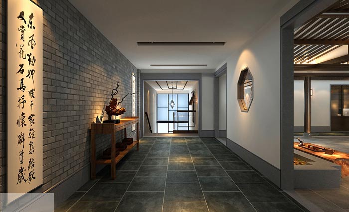 新中式辦公室玄關(guān)接待裝修設(shè)計(jì)案例效果圖