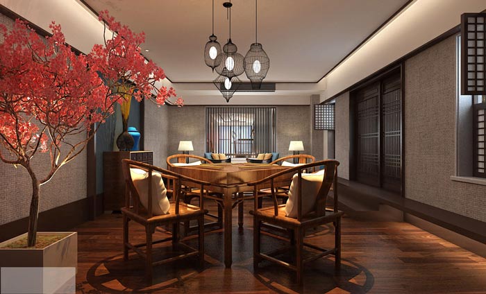 新中式辦公室休息區(qū)裝修設(shè)計(jì)案例效果圖