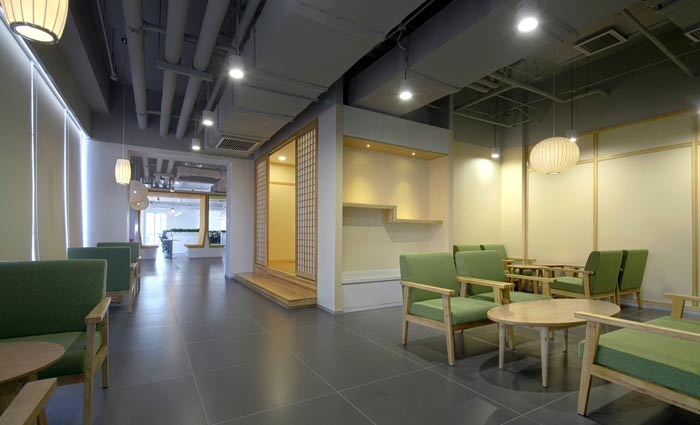 企業(yè)總部辦公室恰談區(qū)裝修設計效果圖