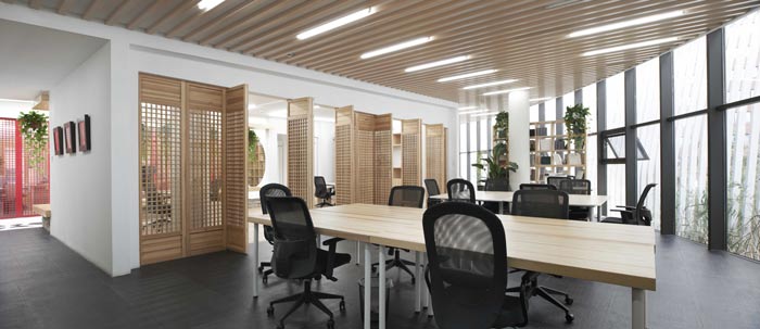 融資租賃公司辦公室開(kāi)放辦公區(qū)裝修設(shè)計(jì)效果圖