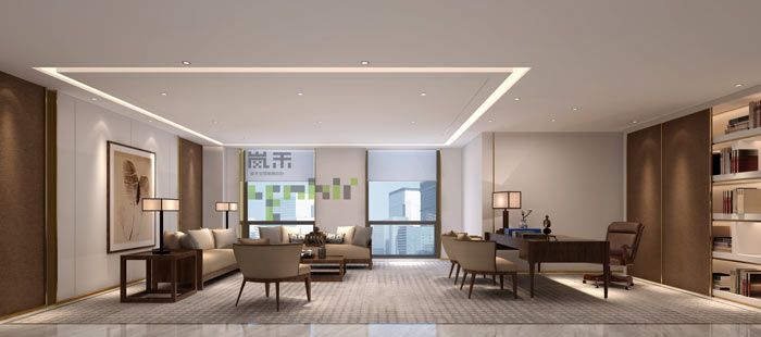 新中式風格合伙人辦公室裝修設計效果圖