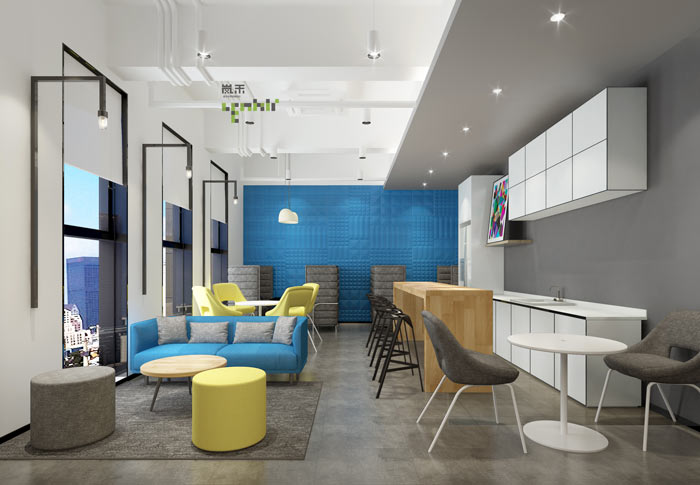 通信科技公司辦公室茶水吧裝修設計案例效果圖