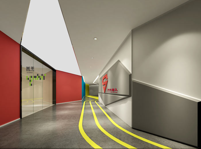 汽車超人公司辦公室19樓前臺裝修設(shè)計效果圖