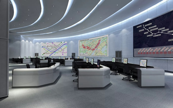 地鐵指揮中心辦公室指揮大廳裝修設(shè)計(jì)效果圖