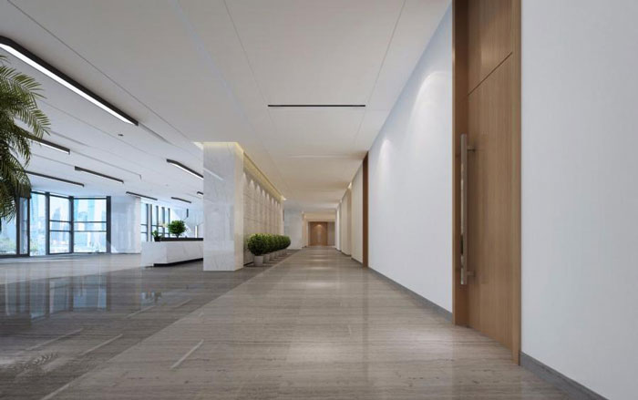 杭州濱江區(qū)長河街道辦公室大廳走廊裝修設(shè)計效果圖