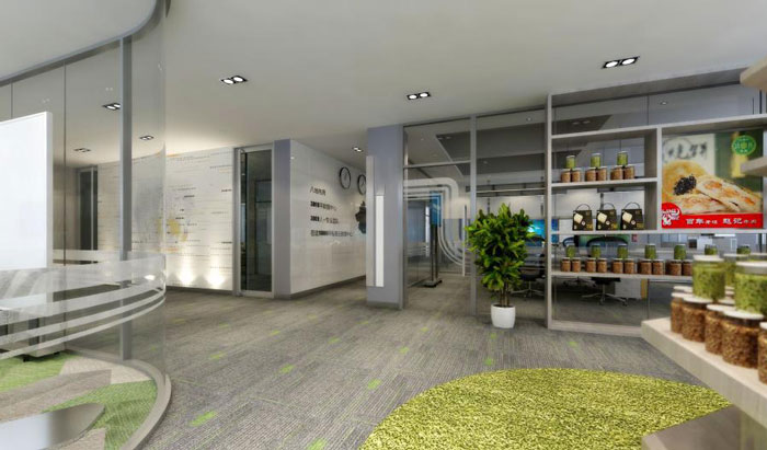 國際貿(mào)易公司辦公室展廳過道裝修設計效果圖