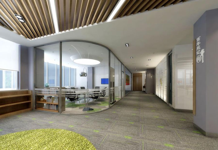 國際貿(mào)易公司辦公室過道裝修設計效果圖