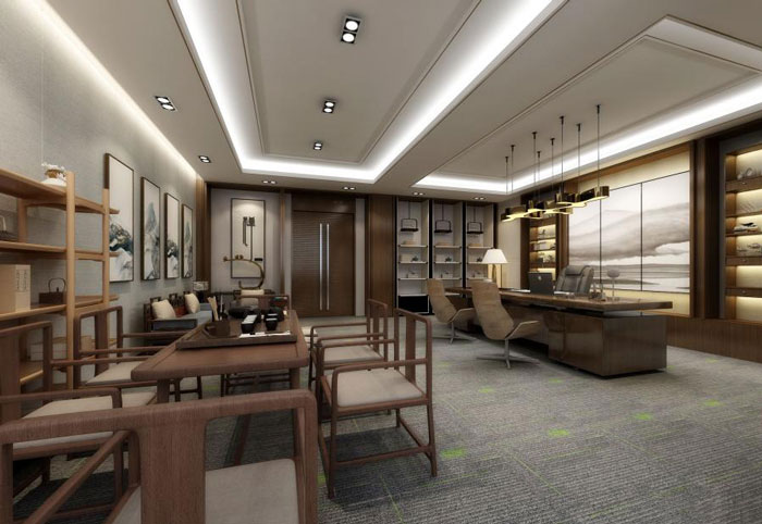 國際貿(mào)易公司董事長辦公室裝修設計效果圖