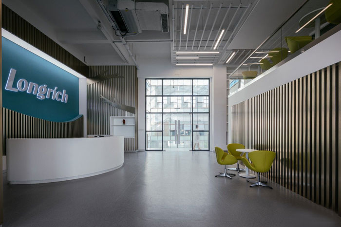 生物科技公司辦公室前臺裝修設計效果圖