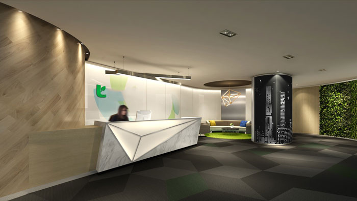 集團(tuán)辦公空間前臺裝修設(shè)計(jì)效果圖