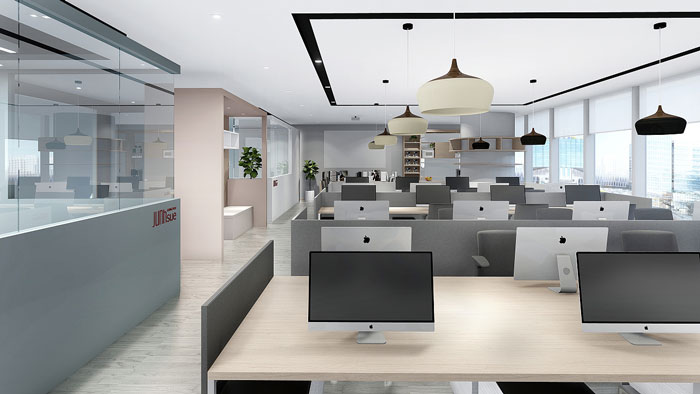 金融公司辦公室辦公區(qū)裝修設計效果圖