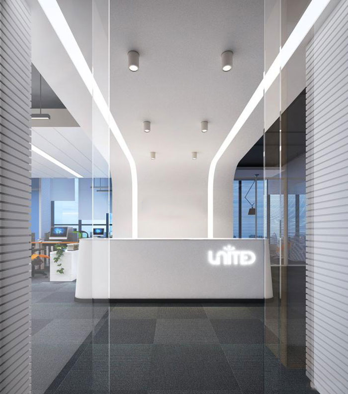 能源集團(tuán)公司辦公室前臺裝修設(shè)計(jì)效果圖