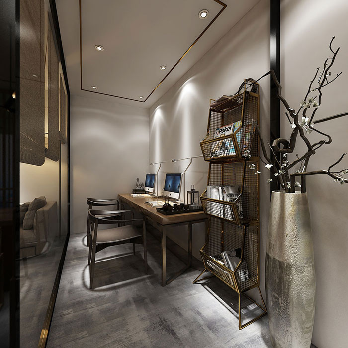 中式工作室辦公區(qū)裝修設(shè)計效果圖