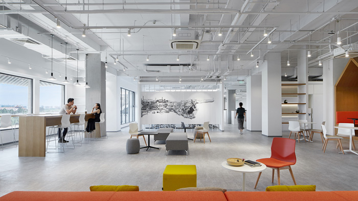 辦公大樓共享開放區(qū)裝修設(shè)計效果圖