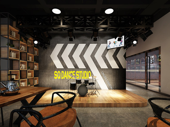 舞蹈培訓(xùn)機(jī)構(gòu)咖啡廳裝修設(shè)計(jì)效果圖