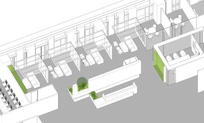 10000平方集團(tuán)辦公室設(shè)計(jì)軸測(cè)圖