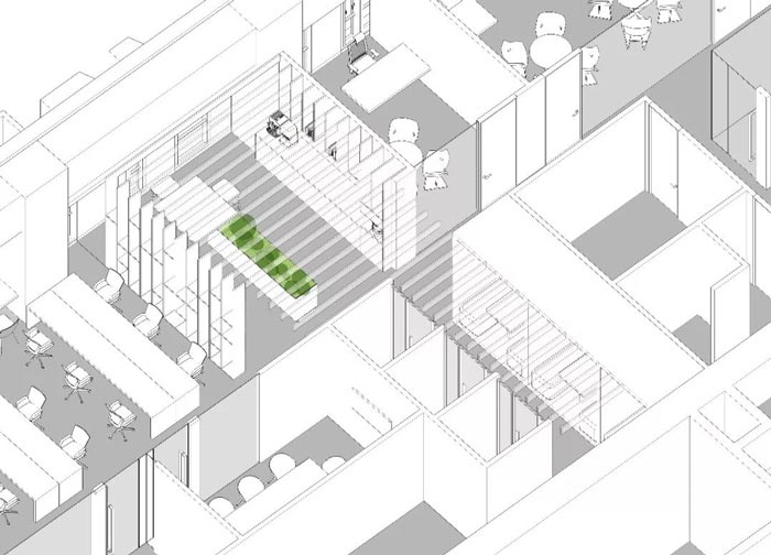 10000平方集團(tuán)辦公室設(shè)計(jì)軸測(cè)圖