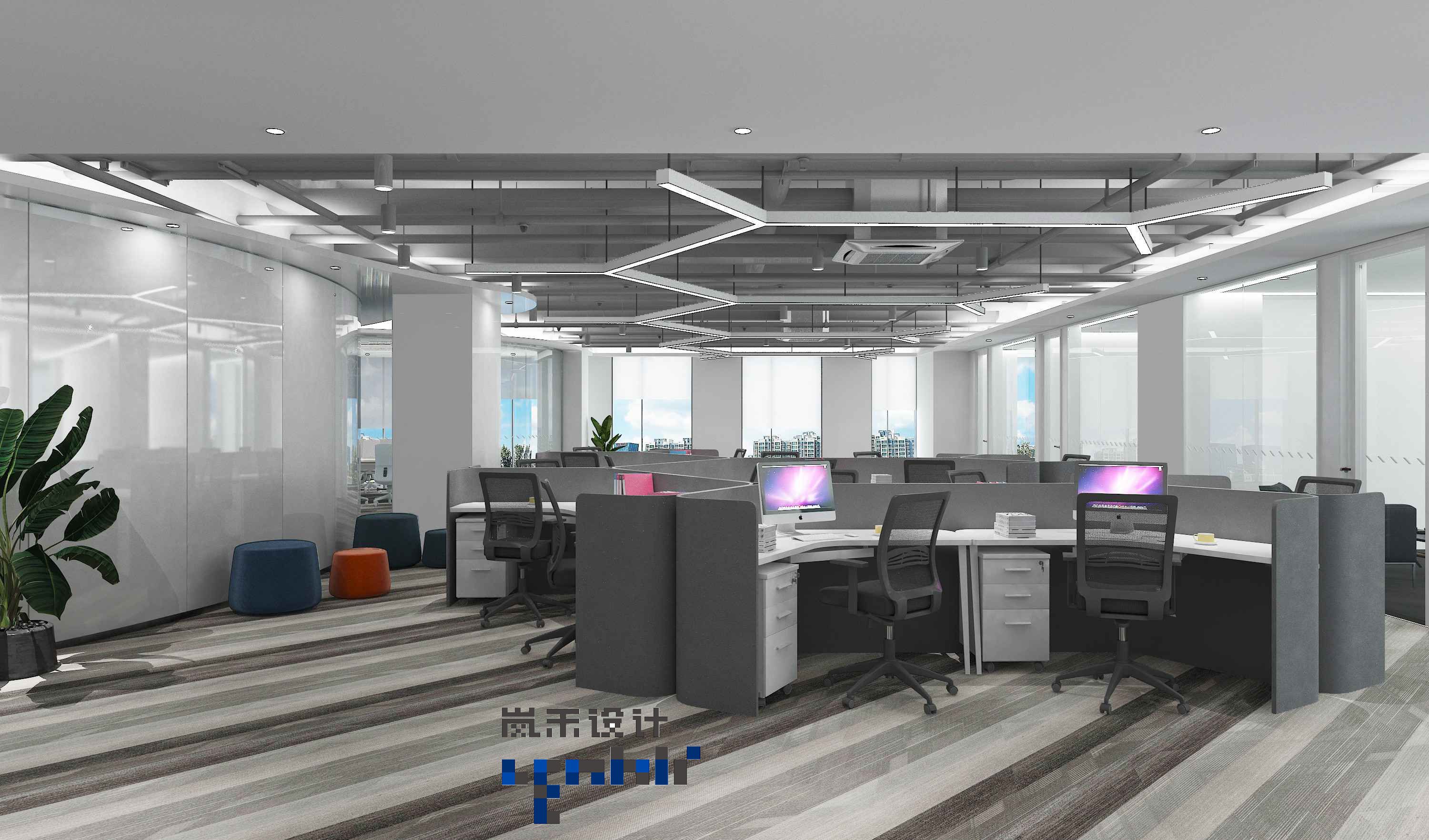 科技公司辦公室設(shè)計效果圖【680平方】